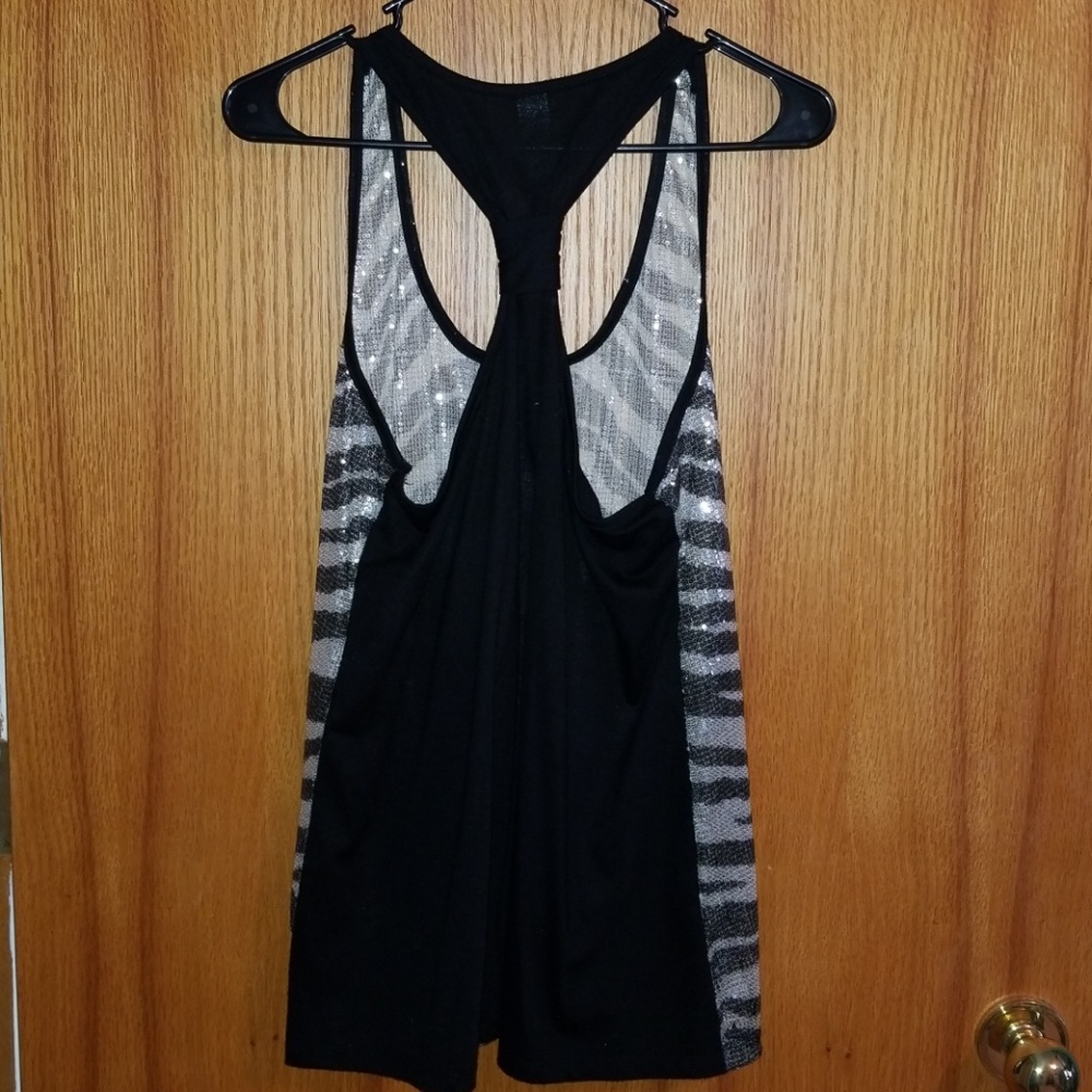 Zebra Sequin Racerback Tank Top - Picture 4 of 4